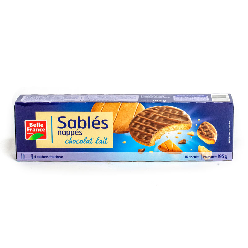 BELLE FRANCE Sablés Nappés Chocolat Lait 195g